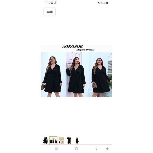 New Medium Aokosor Black Long Sleeve Deep V-Neck Ruffle Midi Mini Dress NWT - Picture 2 of 9